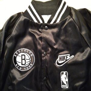 Vintage 80s Brooklyn Nets Custom Satin Bomber Jacket
